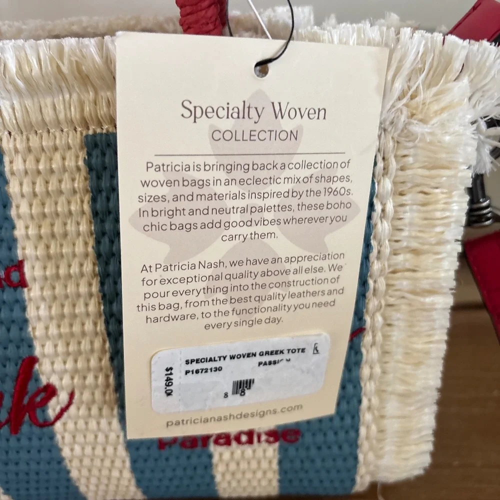 Patricia Nash Sailing Around Greek Isles Straw Tote Bag NWT - Picture 3 of 6